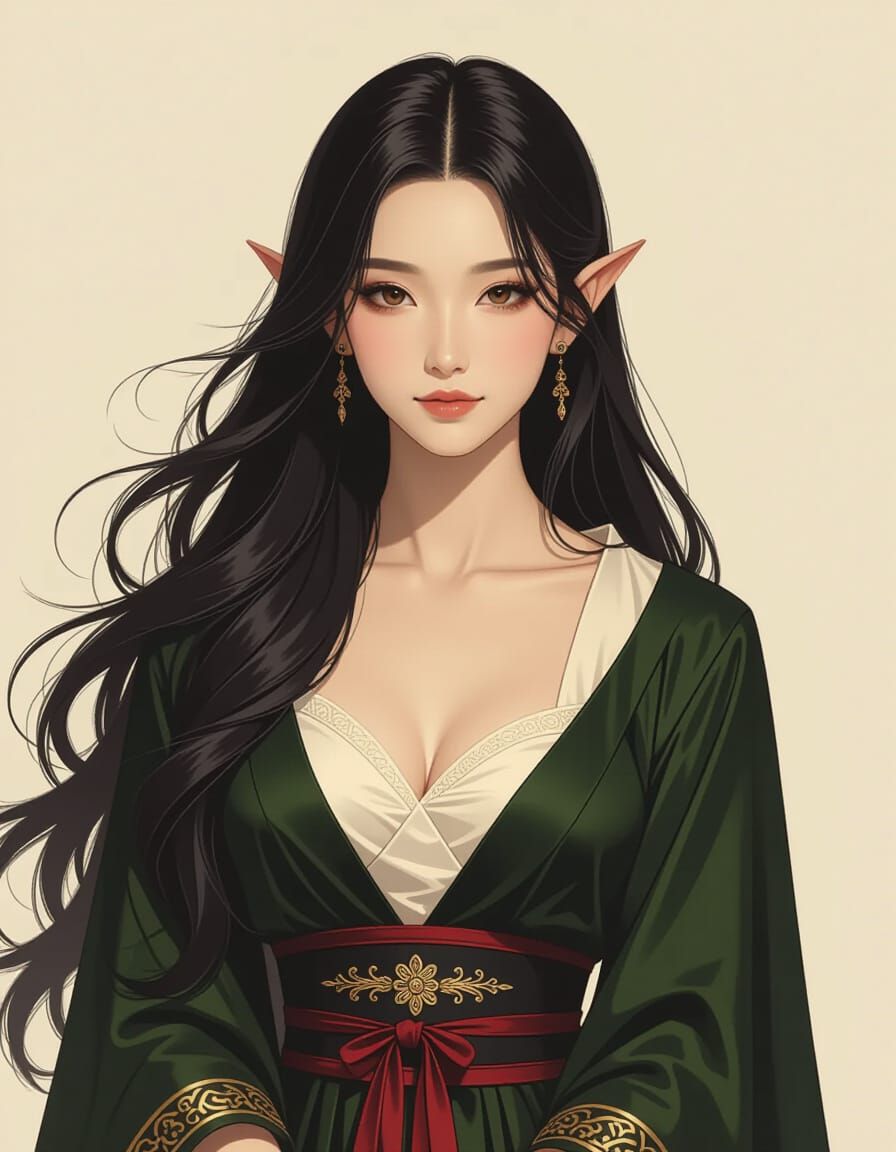 Renaissance Asian Elf Woman by Michelangelo