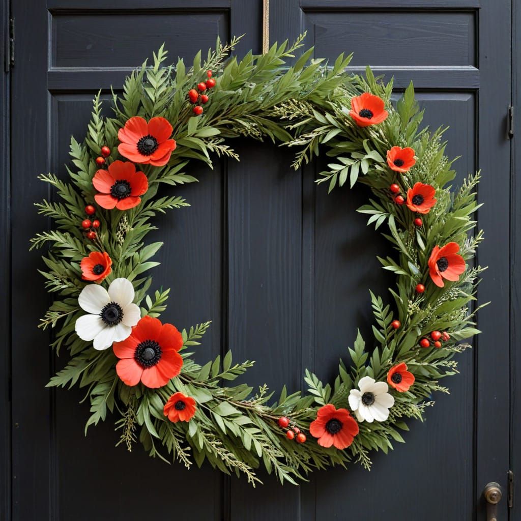 Rustic Floral Wreath Celebrating Palestinian Heritage