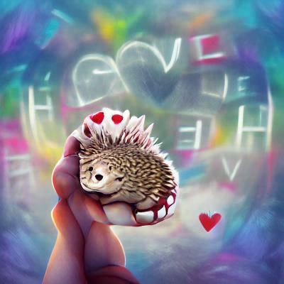 Adorable Hedgehog Surrounded by Love Hearts