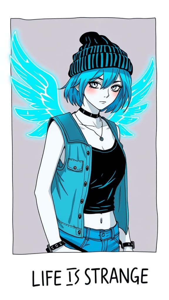 Ghost Doe and Hipster with Blue Wings