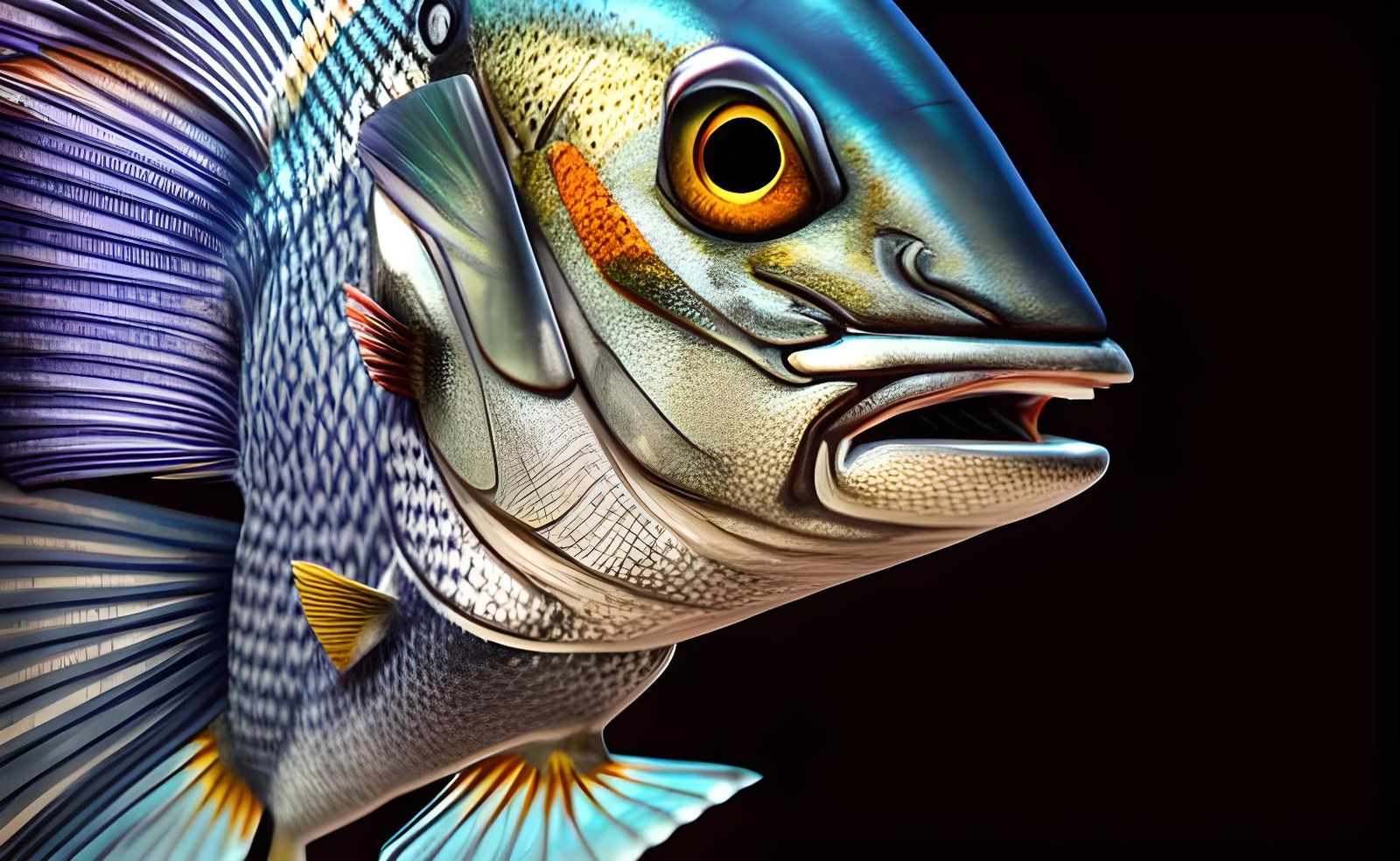 Photorealistic 3D Fish with Lyrical Abstraction