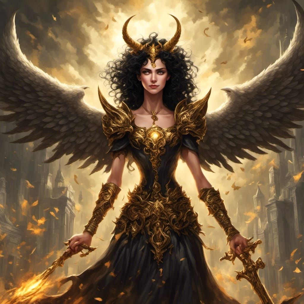 Alluring Woman with Golden Eyes and Wicked Smile