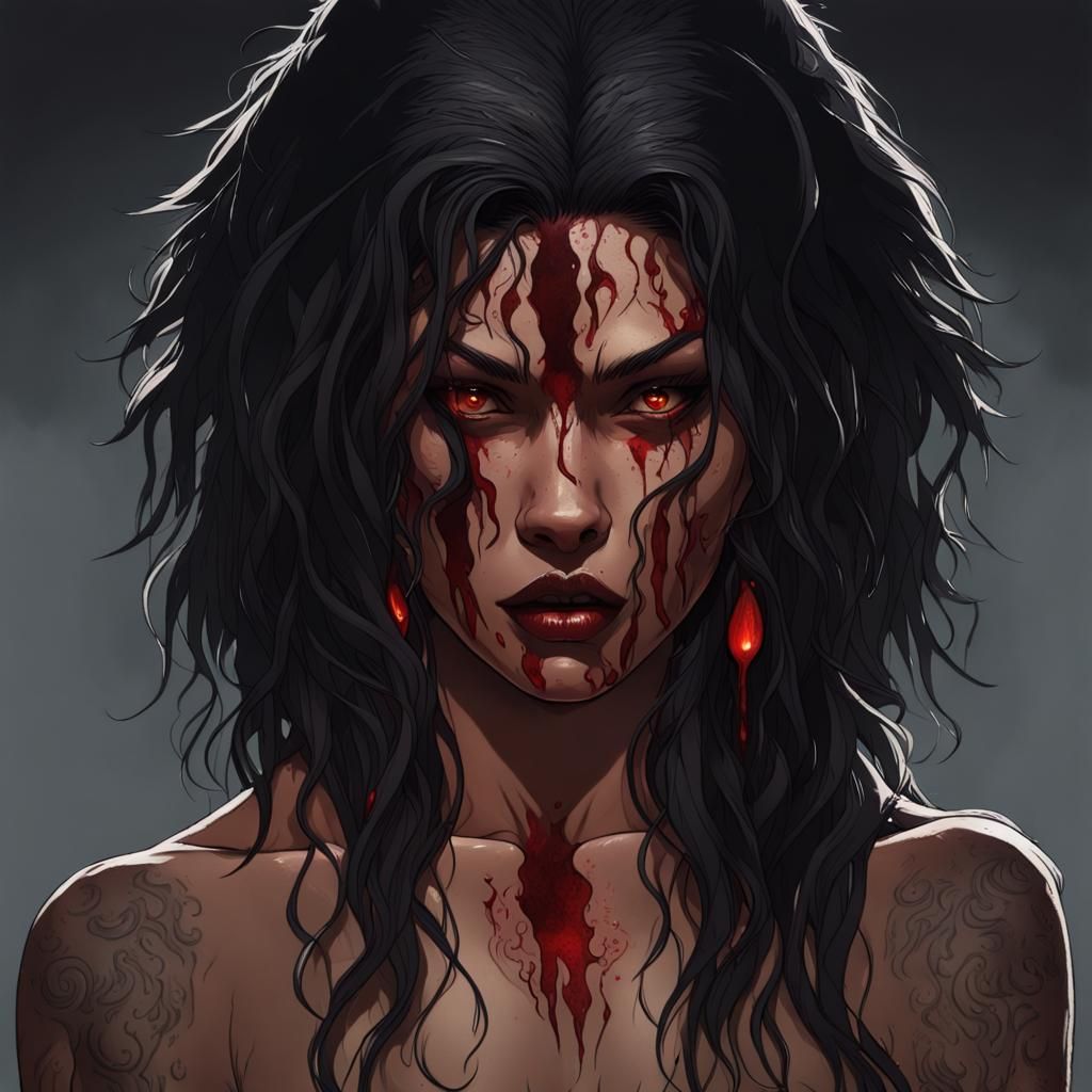 Werewolf Gypsy Woman in Hyperdetailed Digital Art