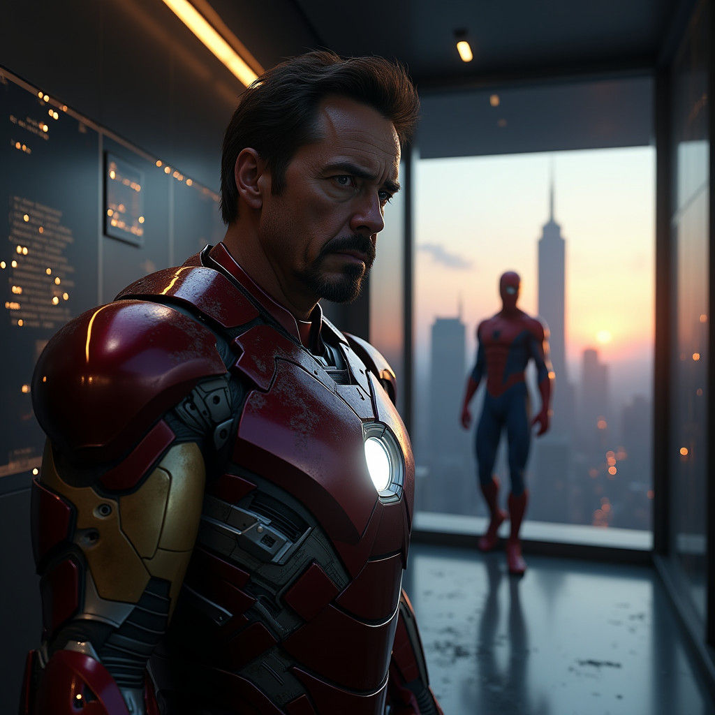 Iron Man Exhausted After Battle, Spiderman Arrives