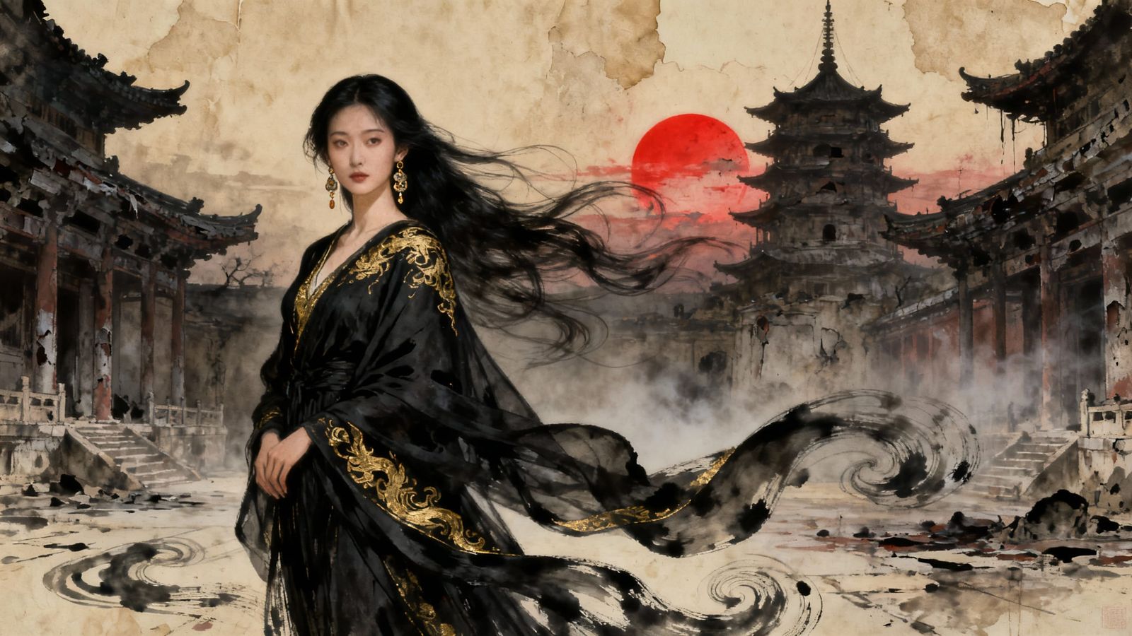 Regal East Asian Woman in Ethereal Fantasy Portrait