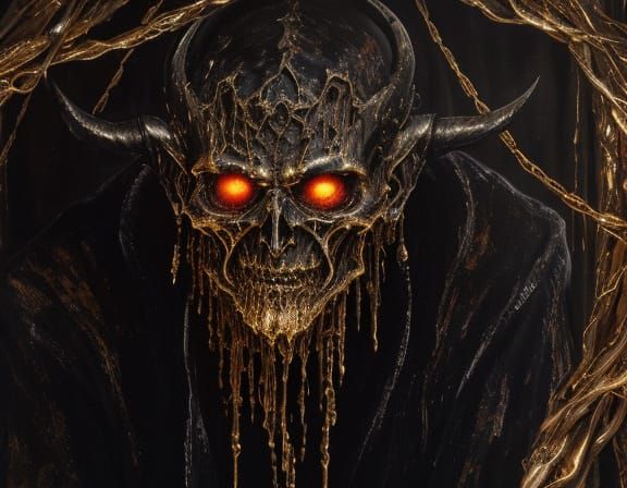 Forlorn Demon in Sinful Threads, Grunge Oil Painting