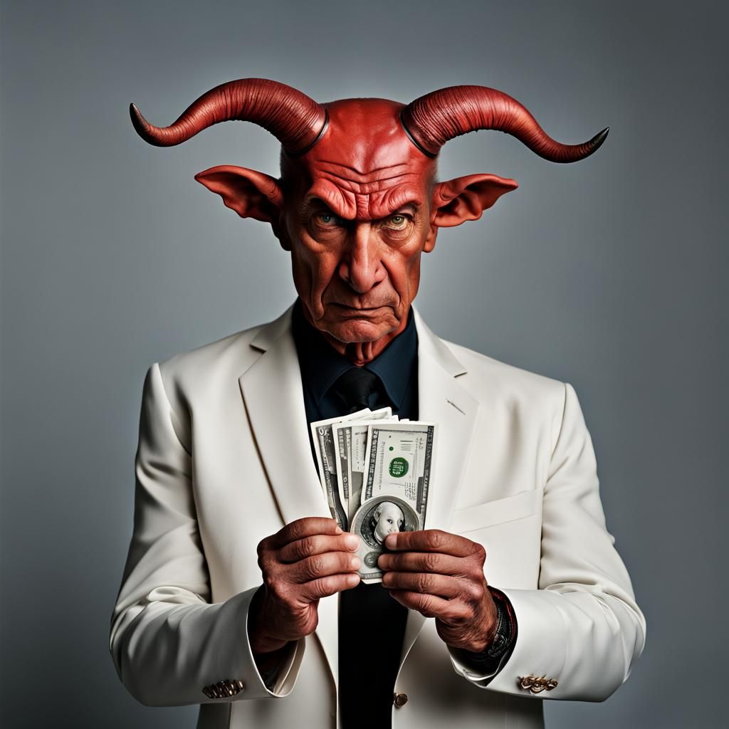 The Devil Holding Digital Currency: Professional Portrait