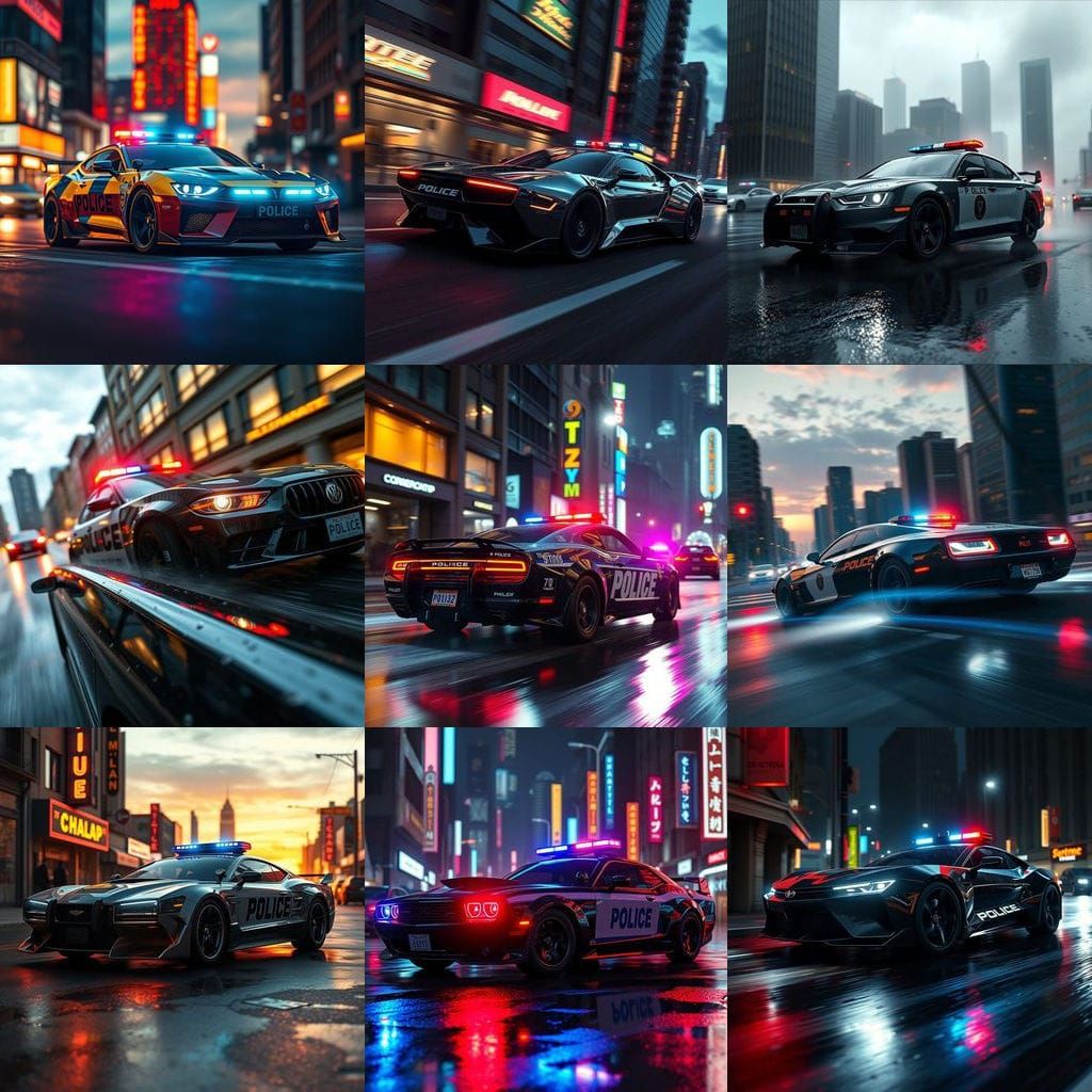 Police Car in Unreal Engine 3D Shading Style