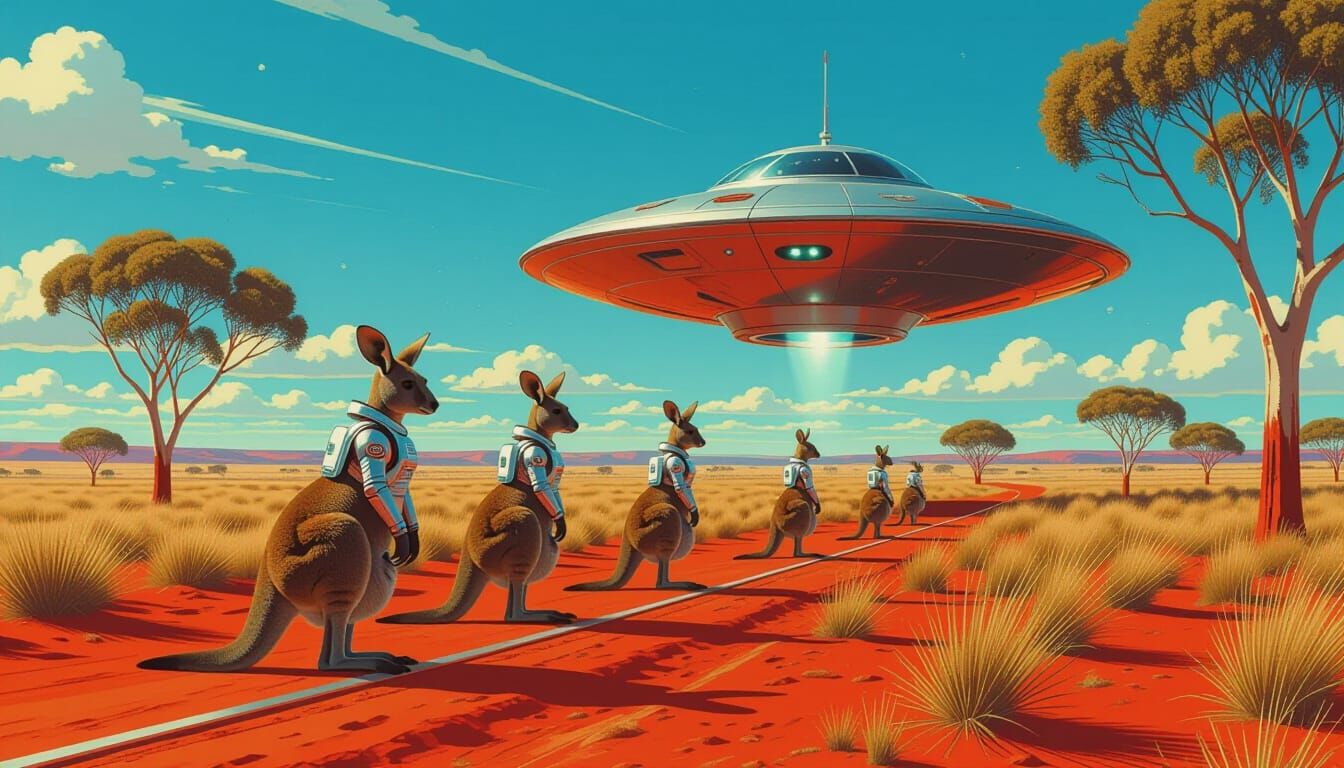 Space Kangaroos Descend on Australian Outback