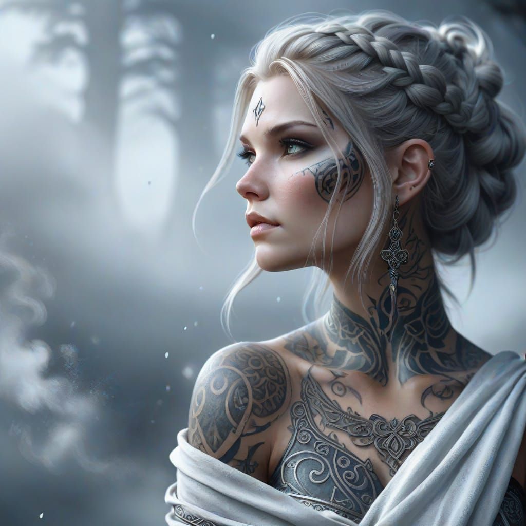 Tattooed Norse Goddess Digital Painting