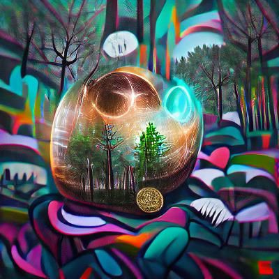 Glowing Orb in Astral Landscape Illustration