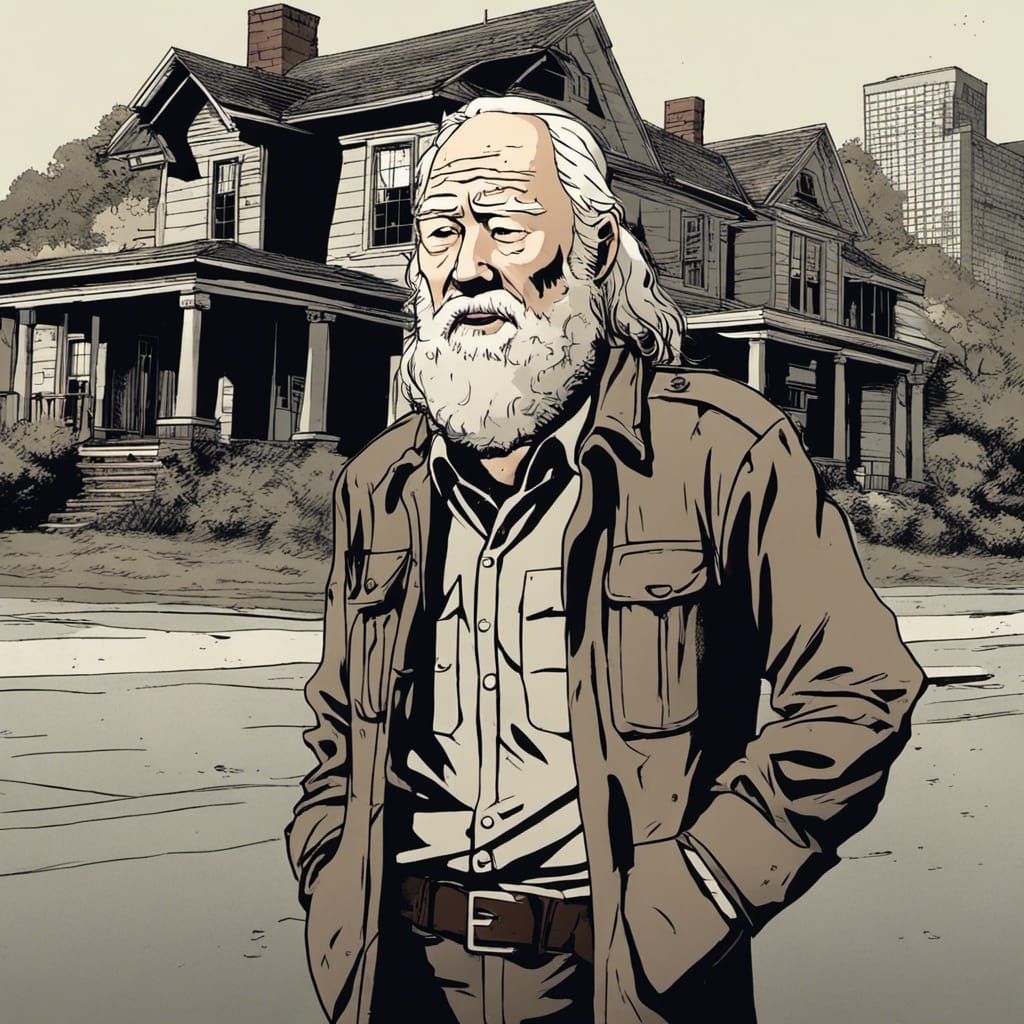 Surreal Portrayal of Hershel Rhee in Post-Apocalyptic Dead C...