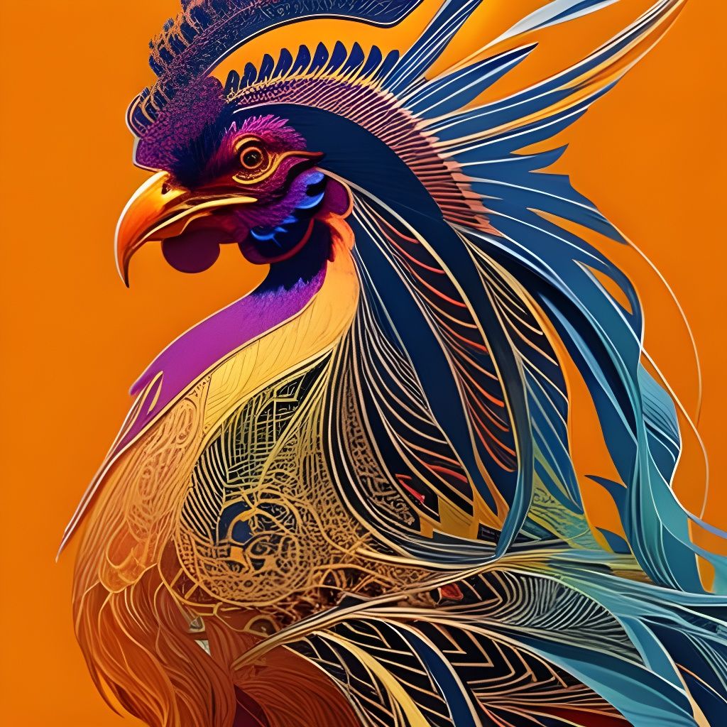 Great Rooster Portrait in Digital Painting Style