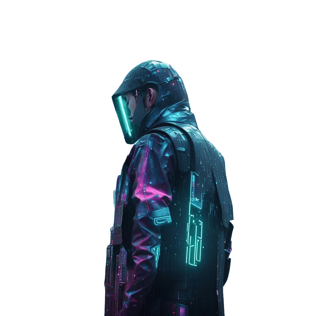 Retro-Futuristic Neon Hologram in Cyberpunk Style