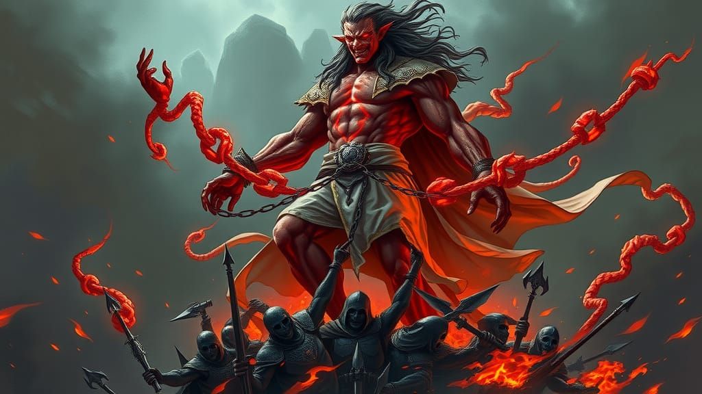 Cyberpunk God of War Rises Above Fallen Enemies