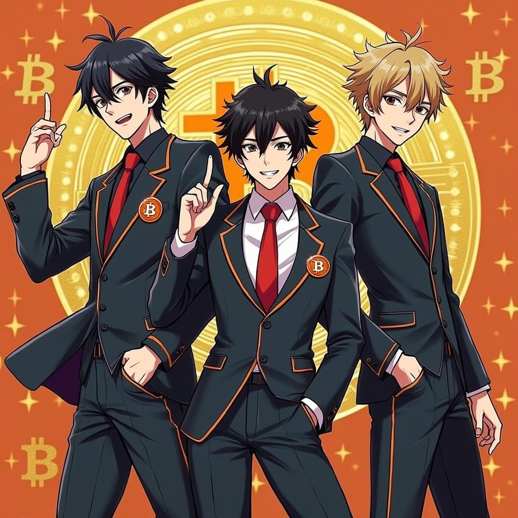 Majestic K-Pop Group Poses with Bitcoin Emblems