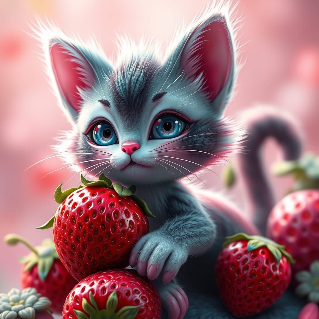 Vibrant Feline Hybrid in Whimsical Hyper-Realistic Art