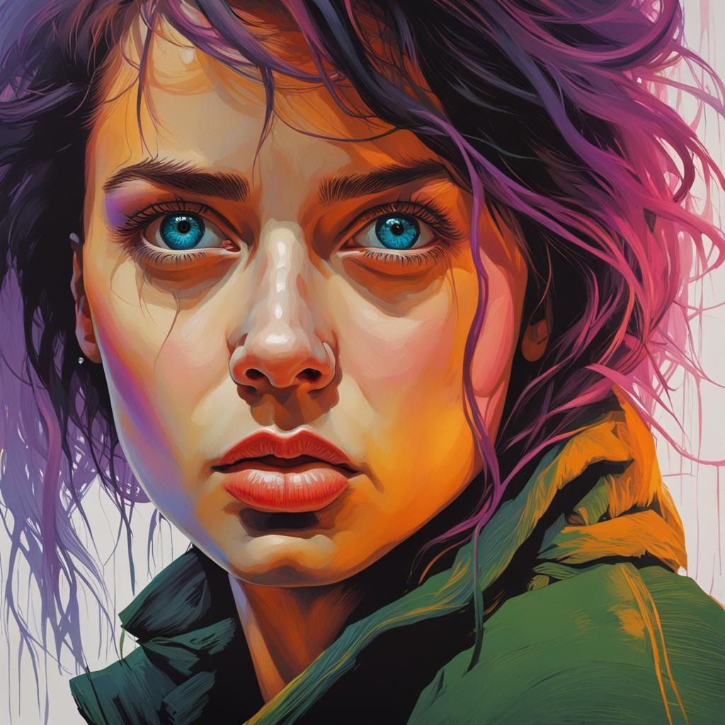 Dieselpunk Girl Portrait with Piercing Eyes