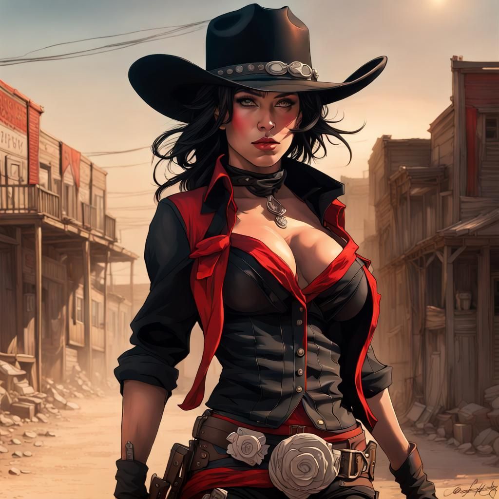 Female Gunslinger in Dodge City: Octane Render