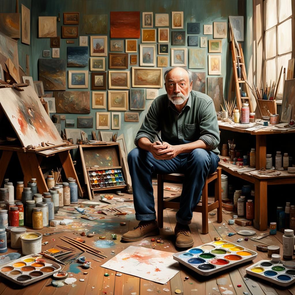 A realistic self portrait done by Shaun Tan