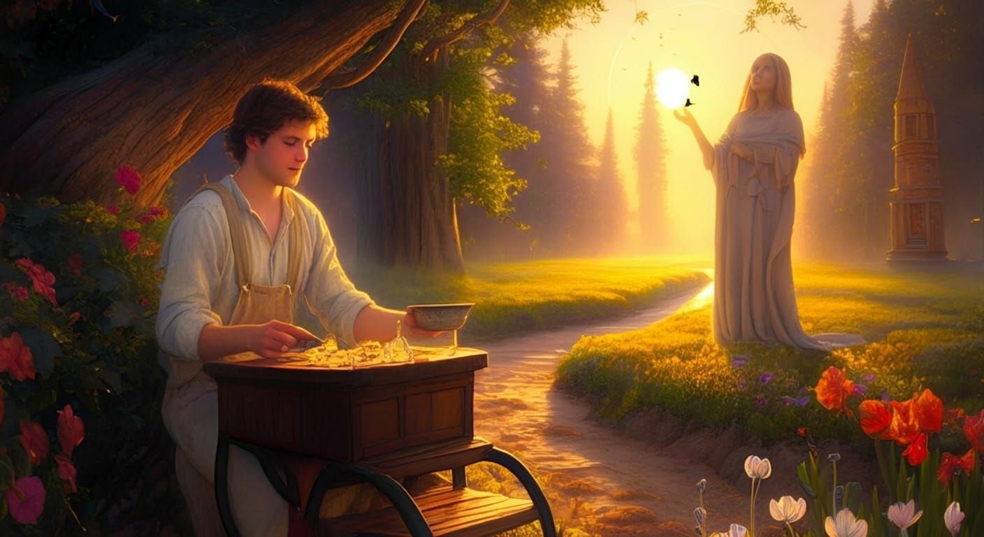 Ethereal Divine Entity in Hyperdetailed Fantasy Scene