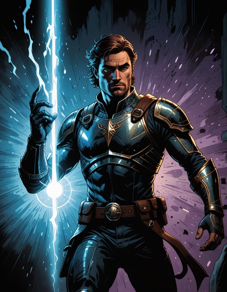 Ranger Stepping Through Portal in Comic Book Style