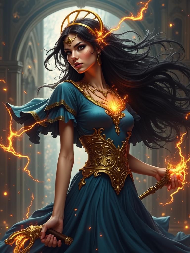 Fiery Maiden Portrait in Dark Fantasy Style