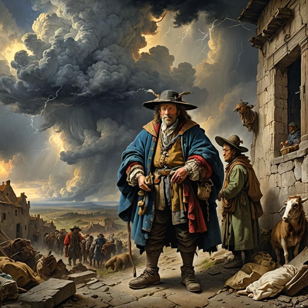 Almsgiving to a Beggar in Rembrandt Style