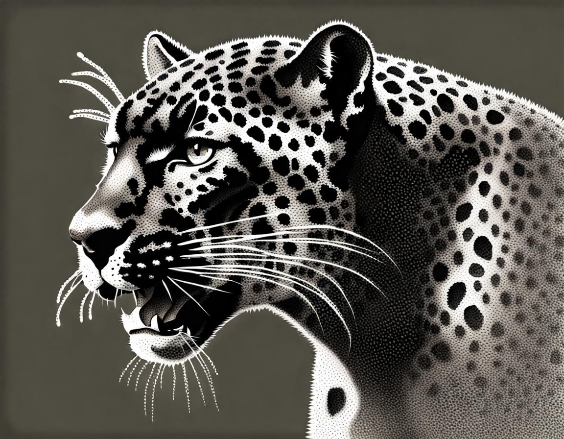 Panther Predator in Pointillism Photoillustration
