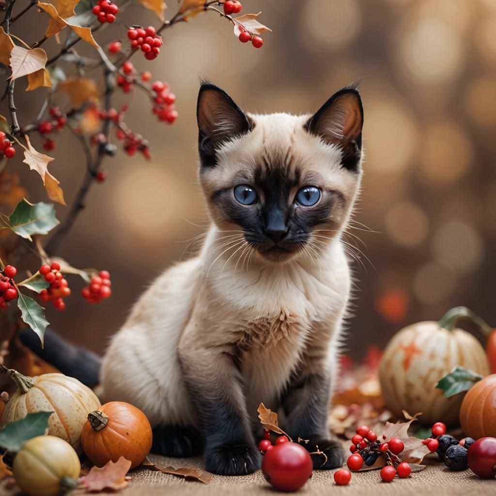 Autumn Kitten Still Life Photography
