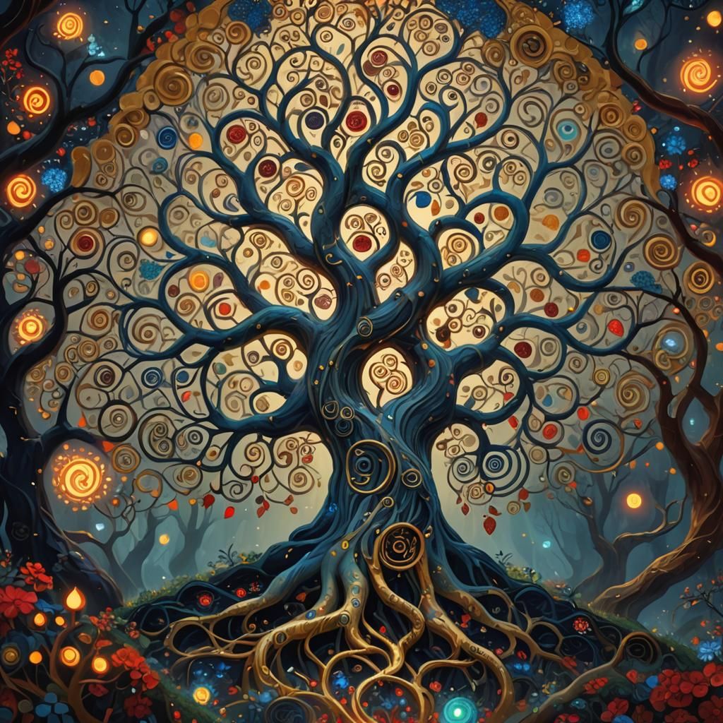Tree of Life in Gustav Klimt Style