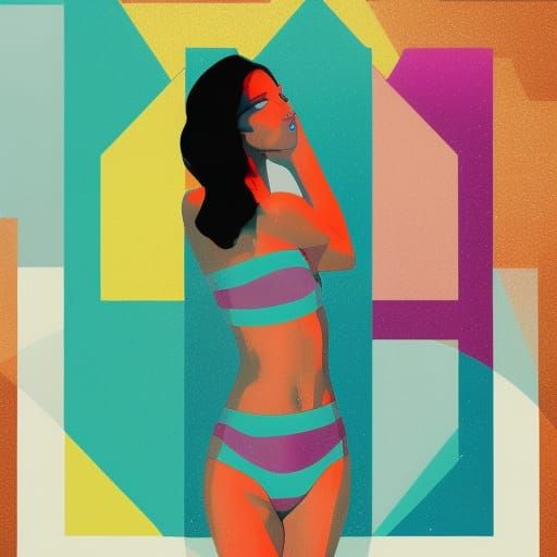 Pop Art Bikini in Geometric Bauhaus Style