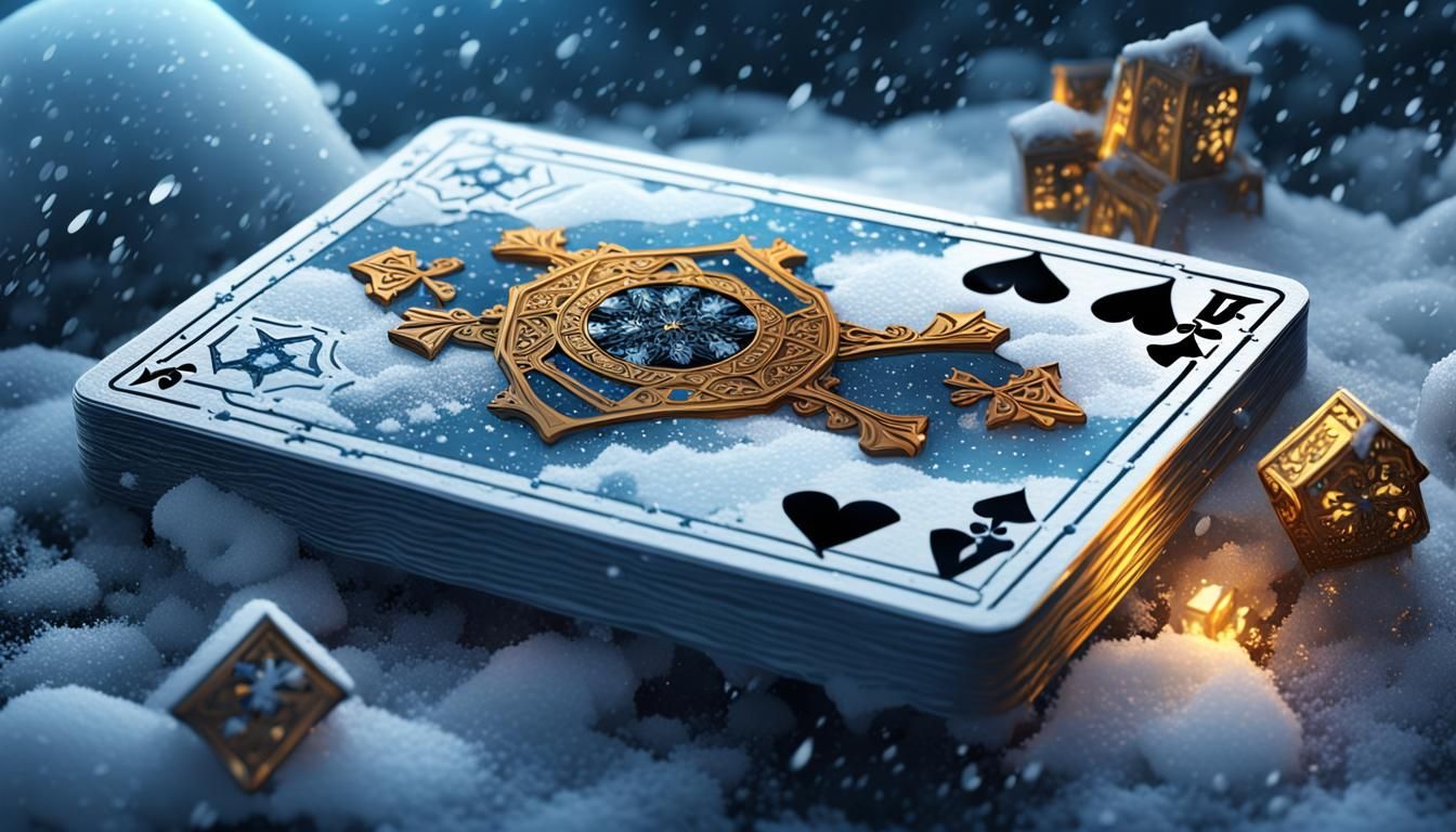 Icy King of Clubs Card in Arctic Landscape