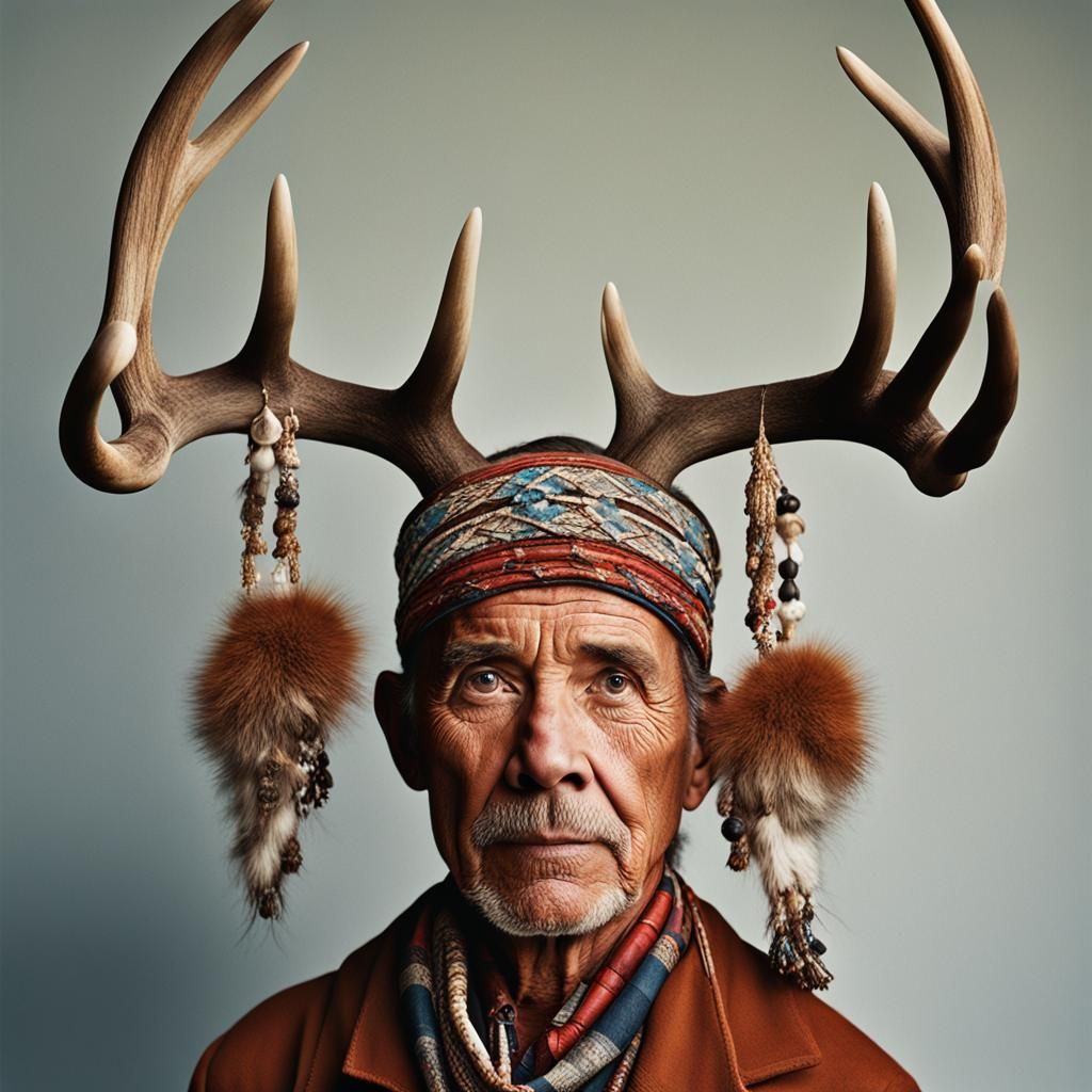 Antler Adorned People: Professional Color Portrait