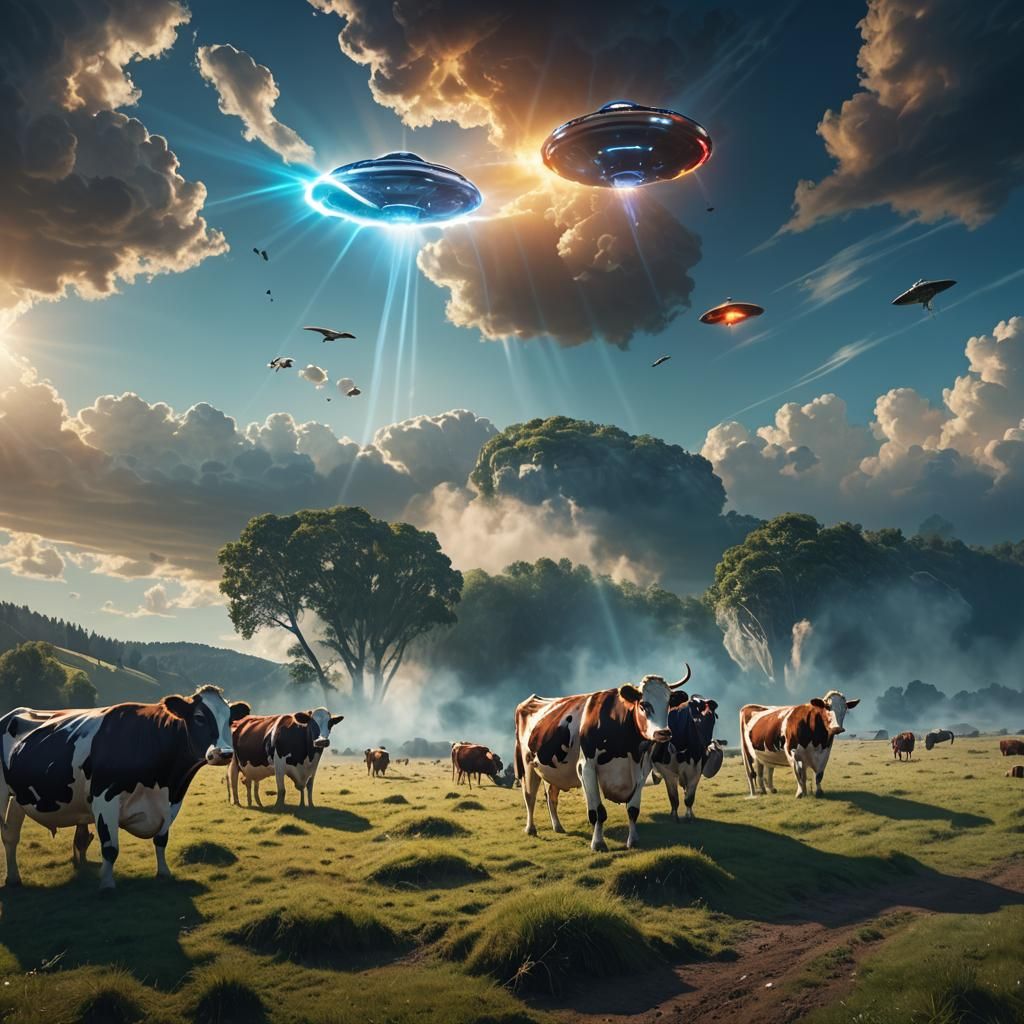 Cows Abducted by UFO: A Digital Matte Painting