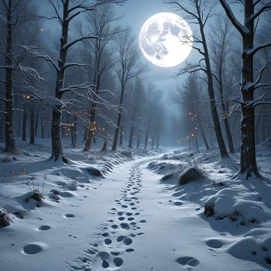 Epic Lunar Landscape with Footprints in Snowy Terrain