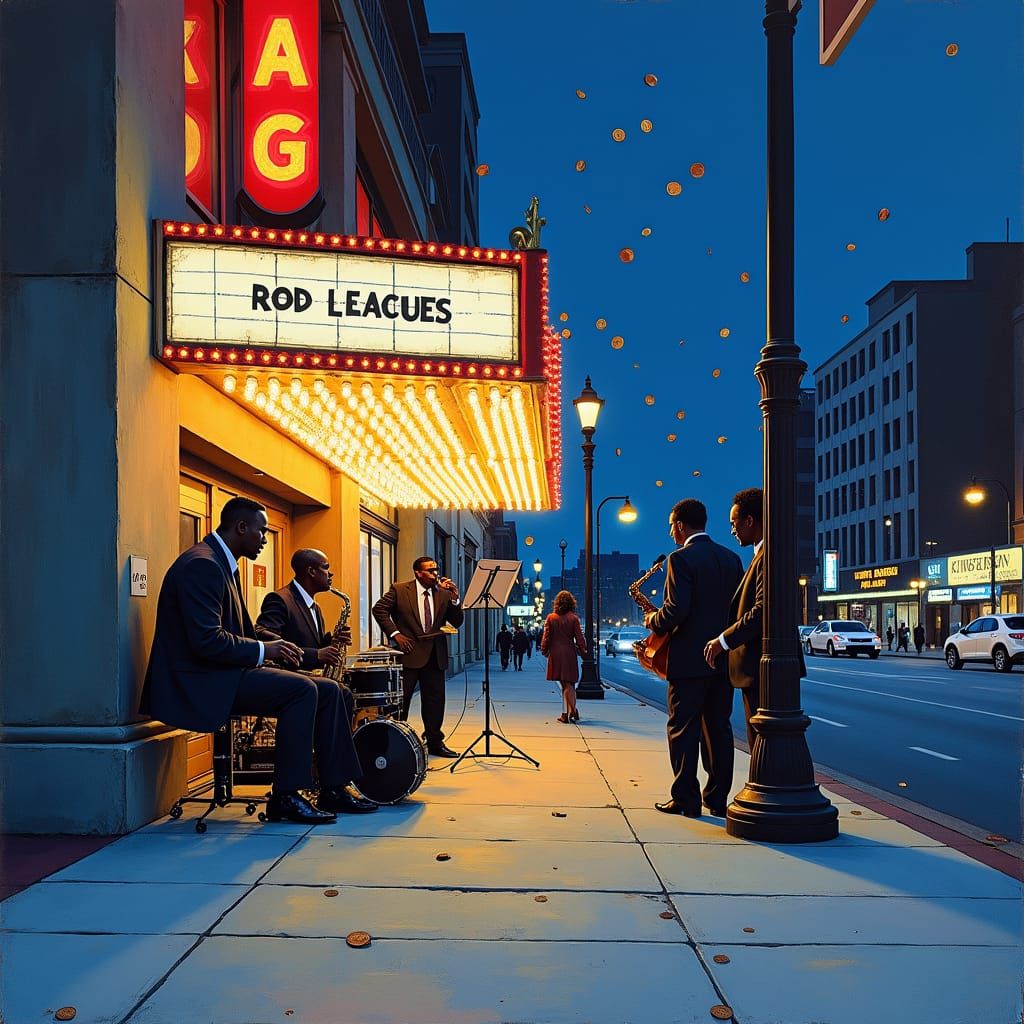 Jazz Ensemble in 1980s Pop Art Style