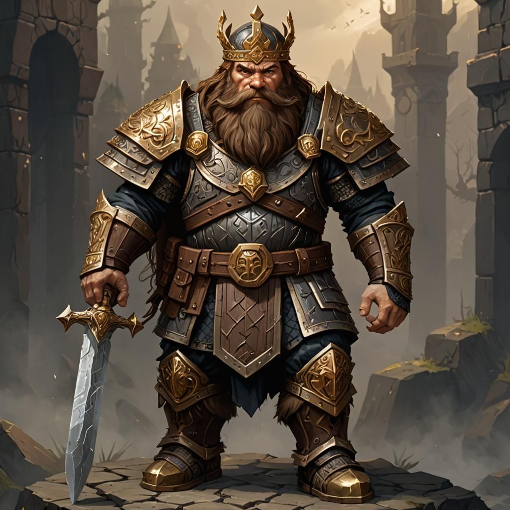 Fantasy Dwarf King with Rune-Carved Armor