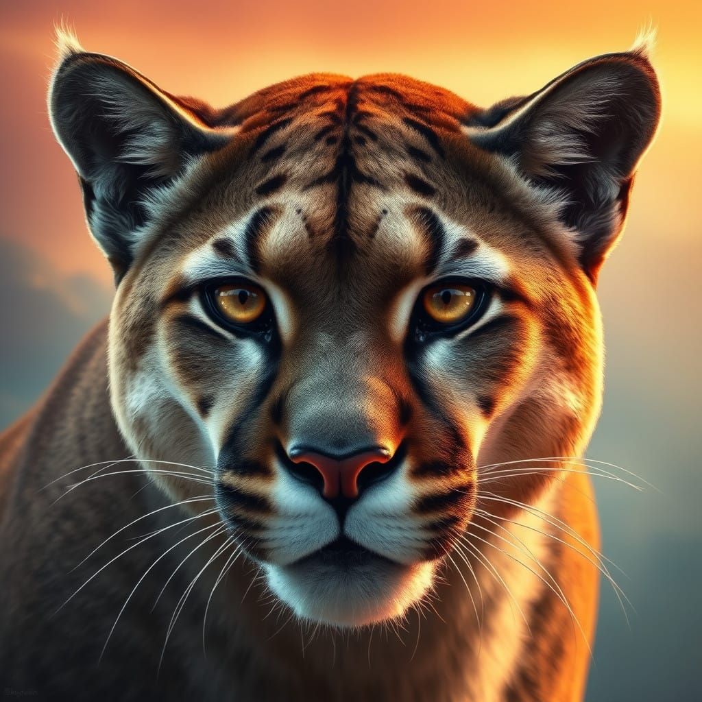 Majestic Puma in Hyperrealistic Mid-Shot