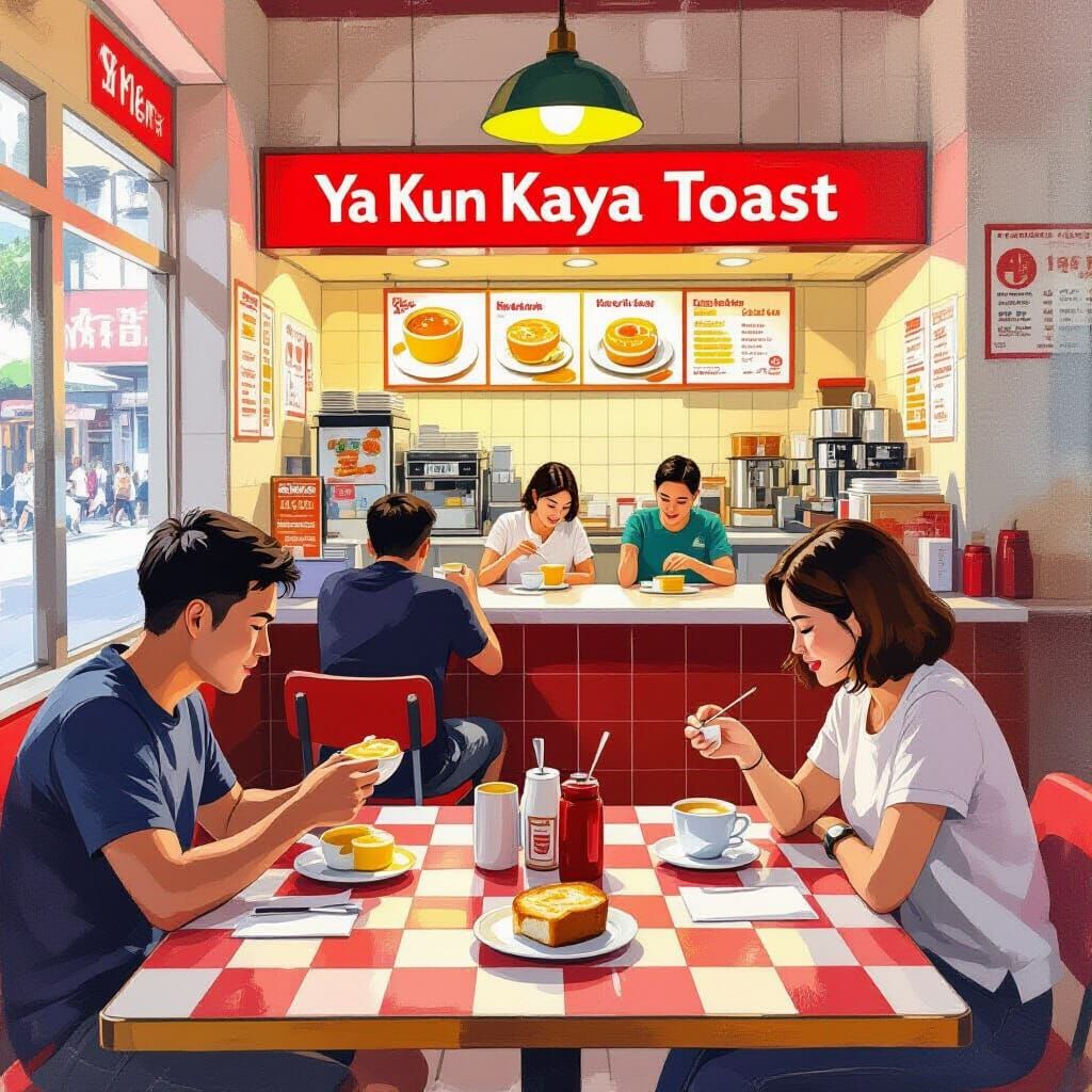 Singaporean Breakfast at Ya Kun Kaya Toast, Impressionistic ...