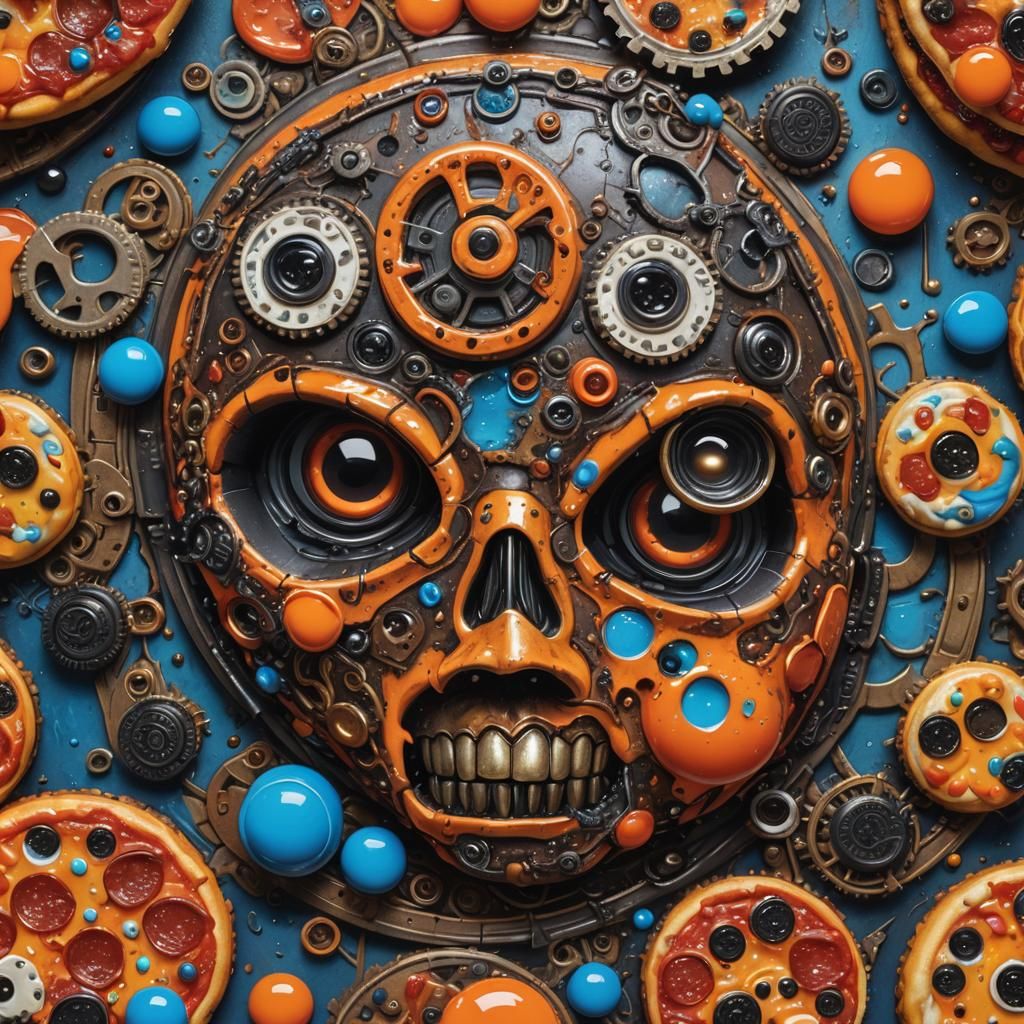 Steampunk Pizza Face with Googly Eyes