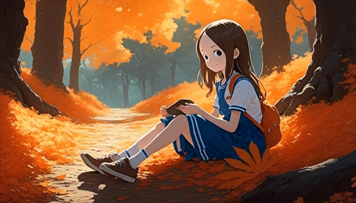 Whimsical Forest Girl in Rembrandt-Inspired Oil Painting