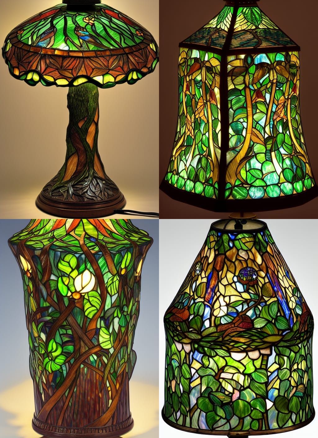 Intricate Treehouse Lamp in Tiffany Style