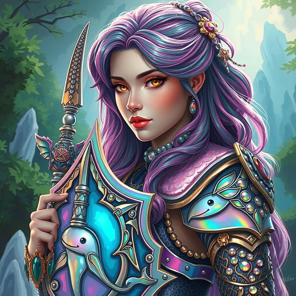 Narwhal Priestess in Candyland Wonderland, Digital Painting