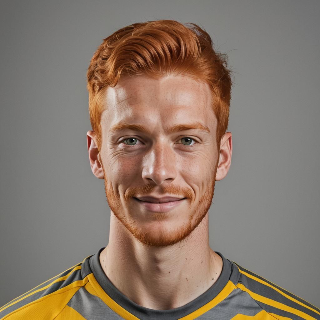 Detailed Portrait of Soccer Employee in Photographic Style