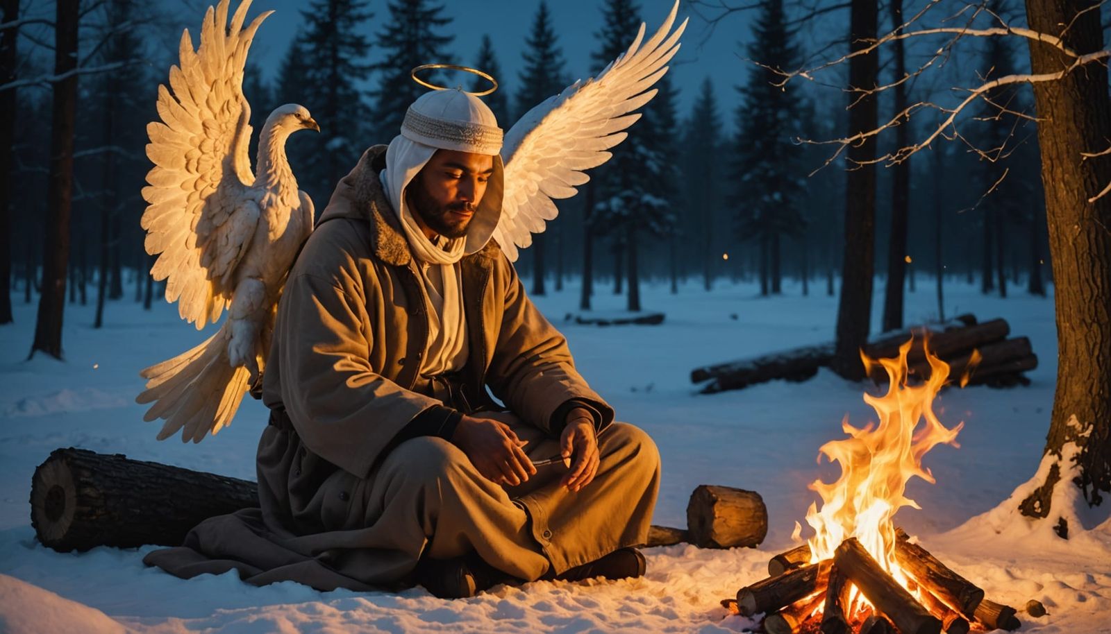 Angelic Vision in Winter Night Prayer