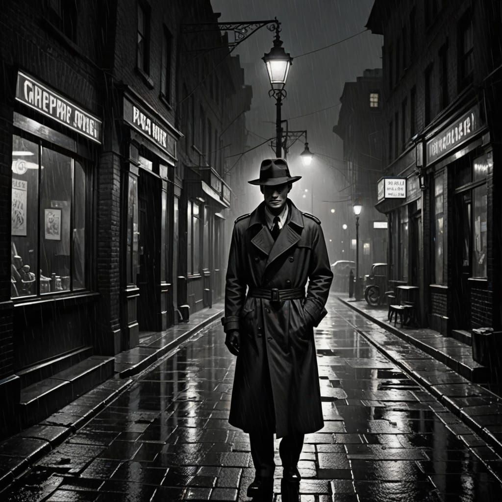 Gritty 1930s Detective in Urban Alleyway