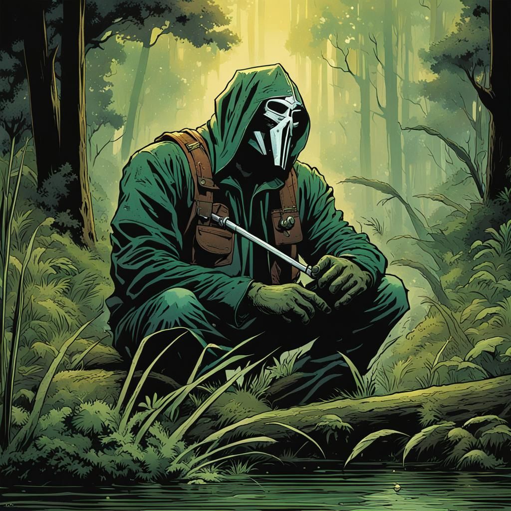 MF Doom in Foggy Swamp, Comic Book Art