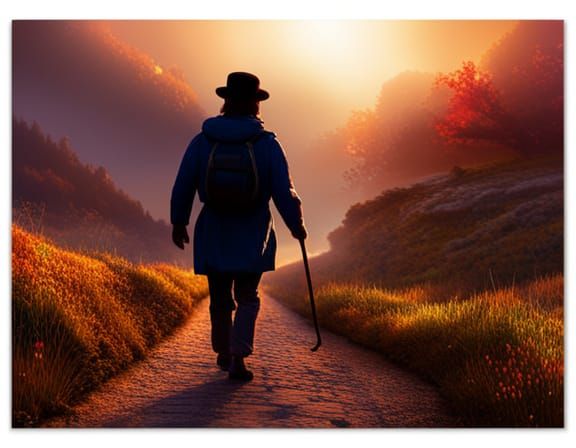 Psychedelic Pilgrim's Journey Home: Storybook Illustration