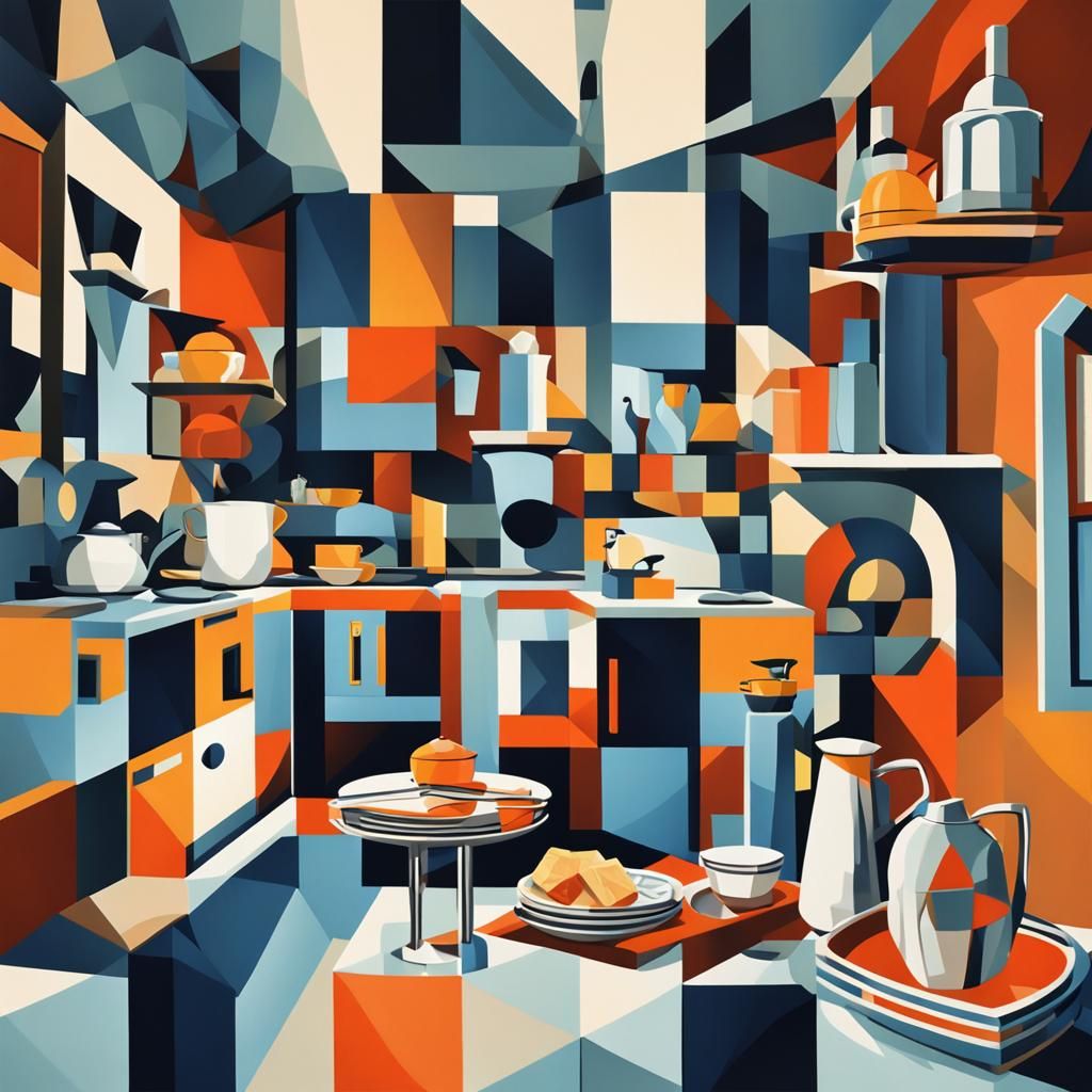 Cubist 1930s Kitchen in Art Deco Style